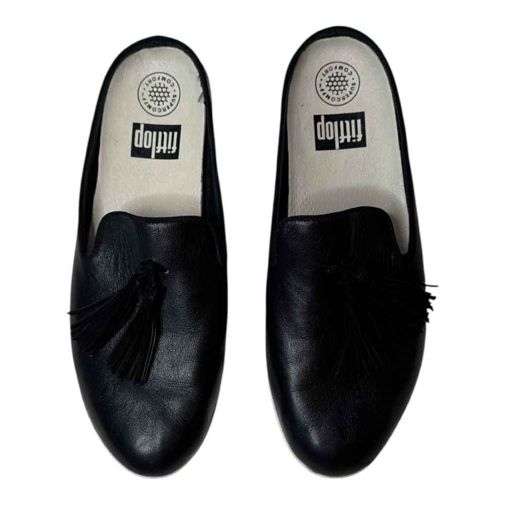 Fitflop‎ Women’s Black Superskate Slip-On Leather Flats. Size 7.5.